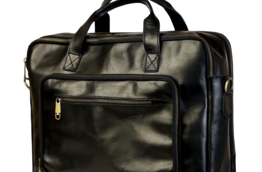 genuine leather briefcase bag front view stylish design